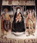 Lorenzo Veneziano Madonna Enthroned with the Infant Christ, St Peter and St Michael oil